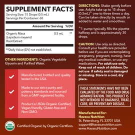 Organic Maca Root Liquid Drops - Supports Hormone Balance, Mood, and Energy in Women and Men - Lepidium Meyenii to Support Performance and Vitality - Non-GMO, Vegan, Unflavored - 60 Servings