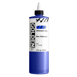 High Flow Acrylics by GOLDEN, Ultramarine Blue, 16 fl. oz. Bottle, Professional Acrylic Paint, Semi-Transparent