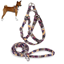 Petsyards Dog Harness and Leash Set, No Pull Step in Basic Halter Harness for Medium, Small Breed Dogs Cats Pixel Purple S