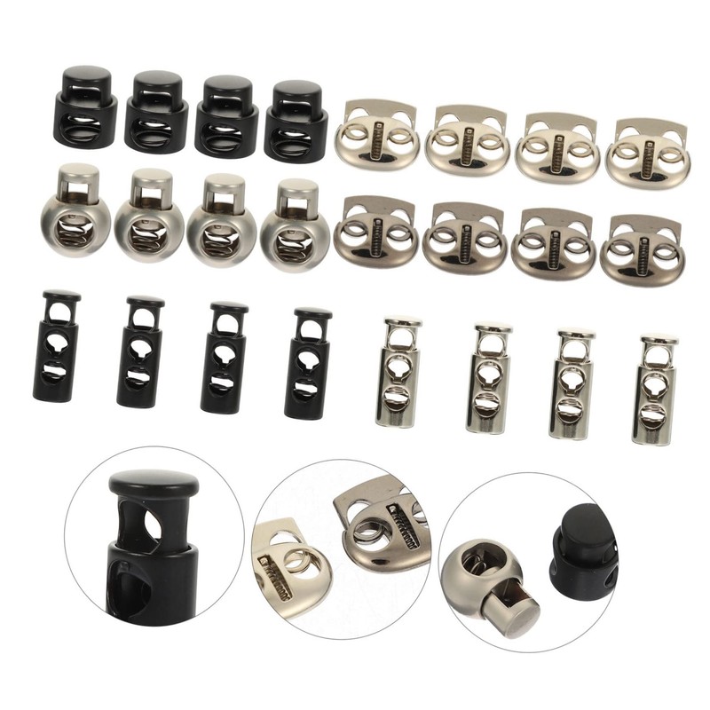 DOITOOL 24Pcs Spring Cord Toggle for Drawstrings Double Single Cord