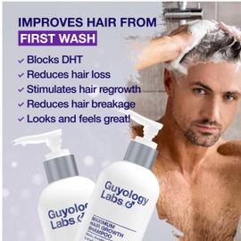 Hair Growth Shampoo For Men - for Thinning Hair - Natural DHT Blockers To Reduce Hair Loss - Biotin and Keratin Best for Growth and Thickening - Clinically Tested - Made in USA by Guyology Labs