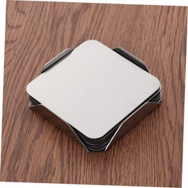 ABOOFAN 6 Pcs Tropical Lamp Shade Stainless Steel Blue and White Plates Cup Coasters for Table Metal Pad Table Mat Coasters Cup Mat Sushi Square Pads Dining Table Placemat