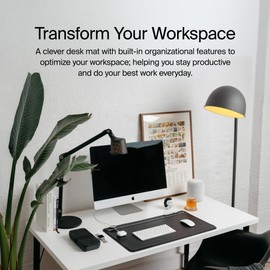 Orbitkey Desk Mat | Made from Premium Vegan Leather and Recycled PET Felt | Document Hideaway | Magnetic Cable Holder (Black, Large)