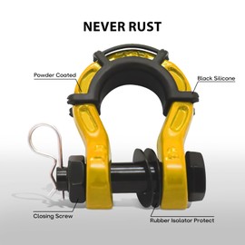 2 Pack 3/4" D Ring Shackle with 7/8" Pin 18,000 lbs Rugged Off Upgraded Heavy Duty Shackle with Pulley Towing Ring for Tow Strap Winch Off Road Jeep Truck ATV & UTV Vehicle Recovery (Yellow)