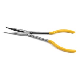 QWORK® Long Reach Needle Nose Pliers, Long Reach Electronics Pliers, Straight Serrated Jaws, 11" / 280 mm