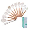 Mocrcrel Chef Kitchen Cooking Utensils Set, Wooden Handle Silicone Kitchen