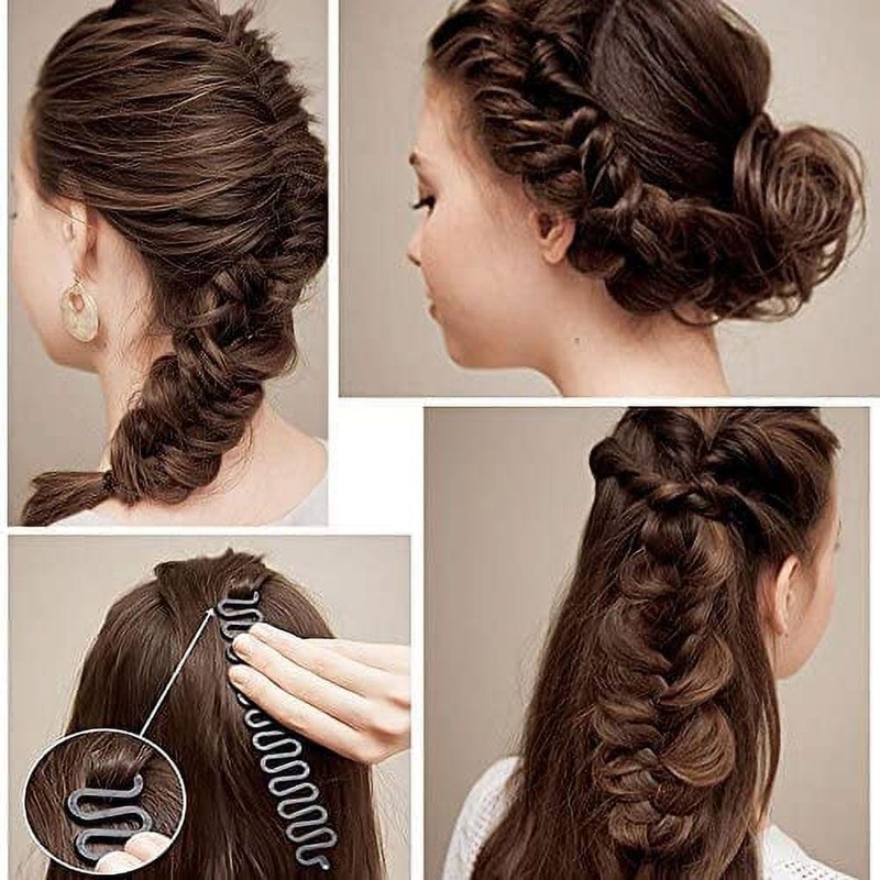 2 x schwarze Haarflechtwerkzeug-Roller, Haar-Dreh-Styling-Zubehör für Frauen, einfache und Styling-Werkzeuge,