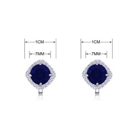 QUKE 7MM Dark Blue Cubic Zirconia Crystal Clip On Stud Earrings CZ Not Pierced Ear Jewelry For Women Girls