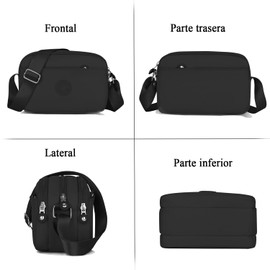 Bolsa Crossbody Mujer, Bolsos Bandolera con Múltiples Bolsillo de Cierre - Bolsa de Hombro Gran Capacidad Viaje Bolsa Cruzado Impermeable Mensajero Bolsas Cruzadas Nailon Ligero Correa Ajustable