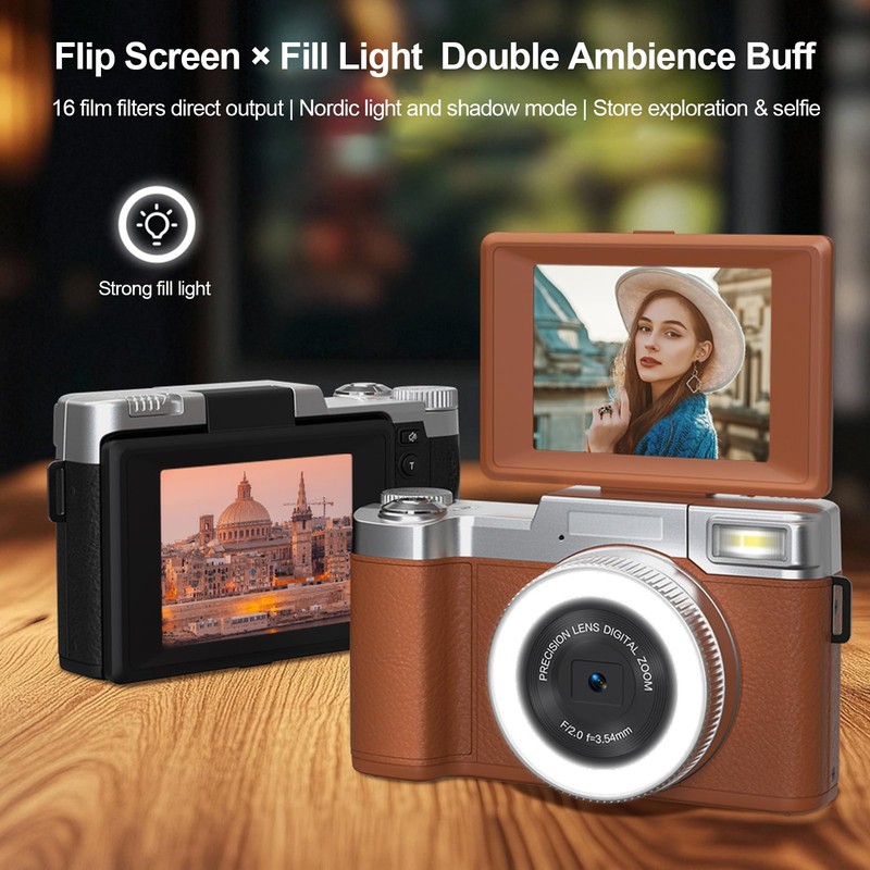 Andoer 4K Digital Camera 48MP Resolution 18X Zoom Compact Travel