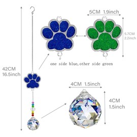 Dog Memorial Gifts for Loss of Dog, Pet Paw Print Sympathy Gifts Crystal Window Suncatcher,Dog Remembrance Gift Sun Catcher, Pet Passing Away Loss Rainbow Maker Gifts