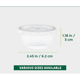 Plastic Portion Cups with Lids [2 Ounce, 200 Sets] Disposable Plastic Cups for Meal Prep, Salad Dressing, Jellos Shot Cups, Souffle Cups, Condiment and Dipping Sauce Cups - Size: 4 oz - 200 sets