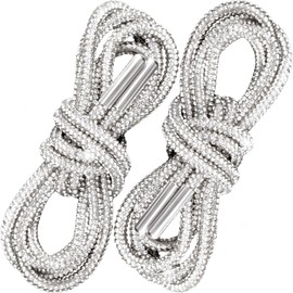 SmallCat 2PCS Rhinestone Shoelaces Ropes, 47" Glitter Round Shoe Strings for Sneakers, Crystal Hoodie String for Women, Bling Drawstring Cords Replacement Accessories for Sweatpants, Bags - White