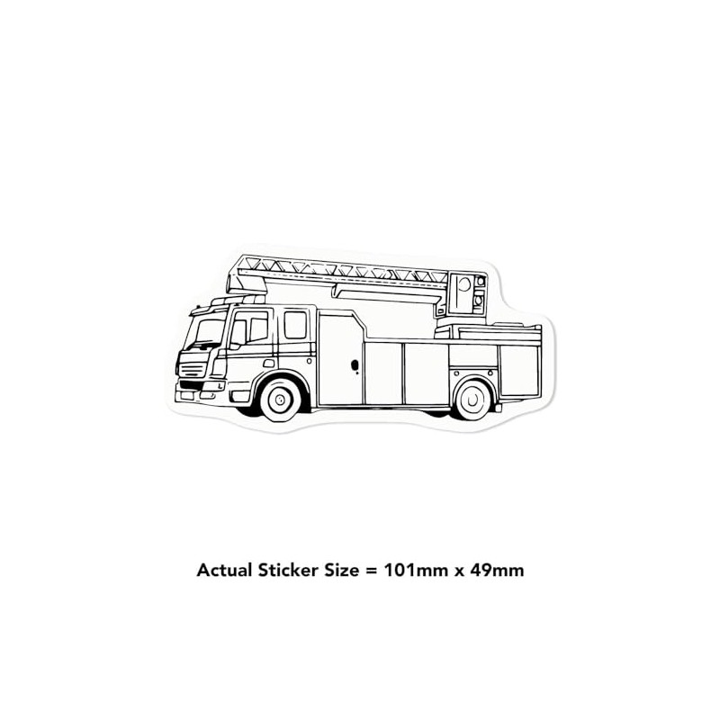 Small 100mm 'Fire Truck' Clear Static Window Cling Sticker/Decal (Black)