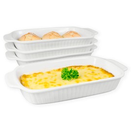 dingdaer Small Au Gratin Baking Dish, Ceramic Casserole Dishes 9 x 6, Set of 4, 23 Oz with Handles, Pans Set for Oven Roasting for 1 or 2 person servings, Lasagna, Pie, Gratin, for Kitchen, Home