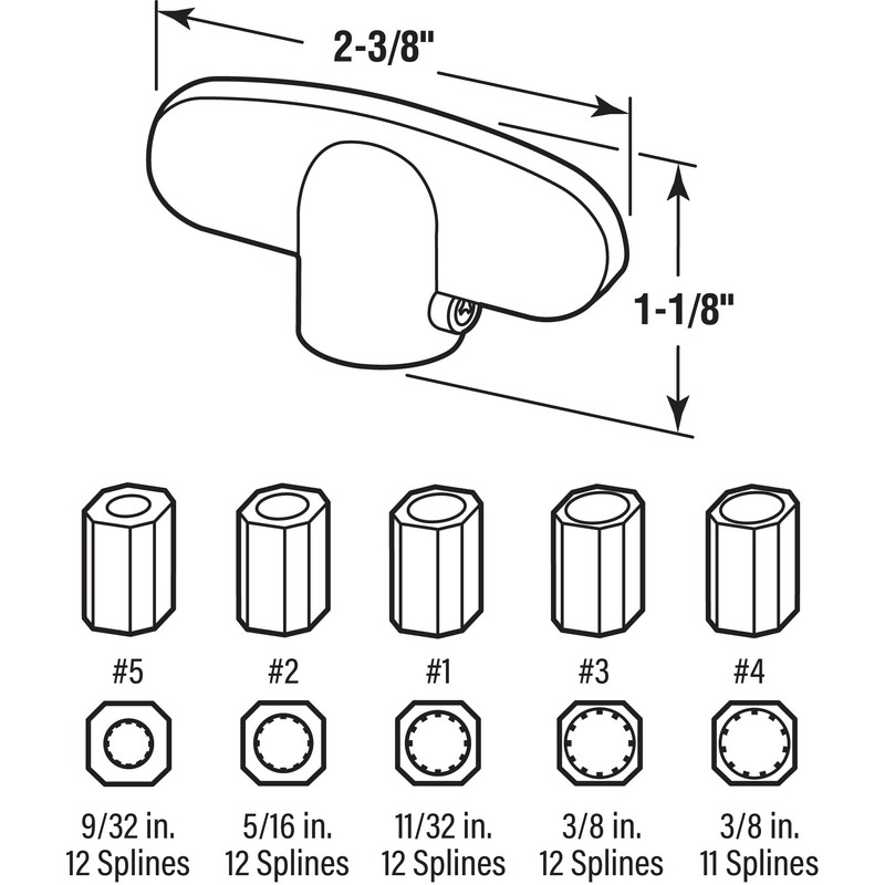 Prime-Line H 3893 Universal, Satin Bronze, Tee-Crank Casement Window Handle
