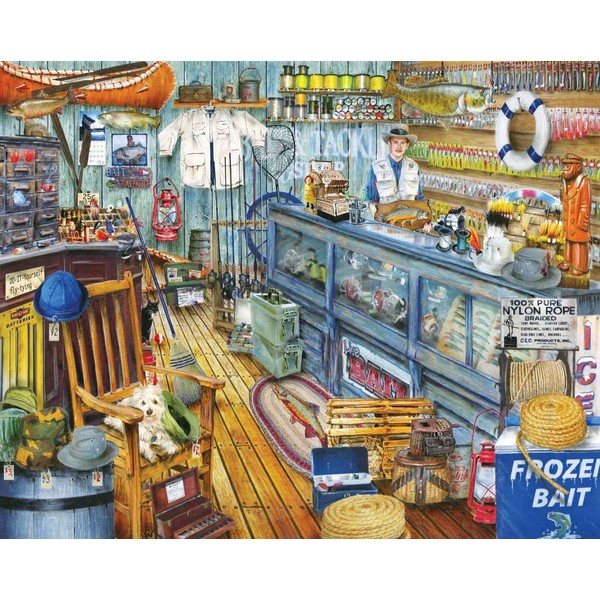 Springbok Puzzles - The Bait Shop - 1000 Piece Jigsaw Puzzle - Large 30 Inches by 24 Inches Puzzle - Made in USA - Unique Cut Interlocking Pieces