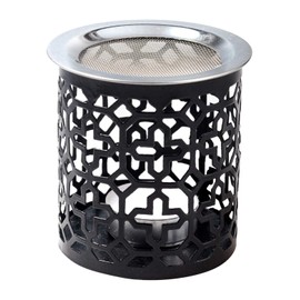 Incense Burner with Strainer Made of Iron in Black Height 8 cm [Handmade] for Smoking with a Tea Light