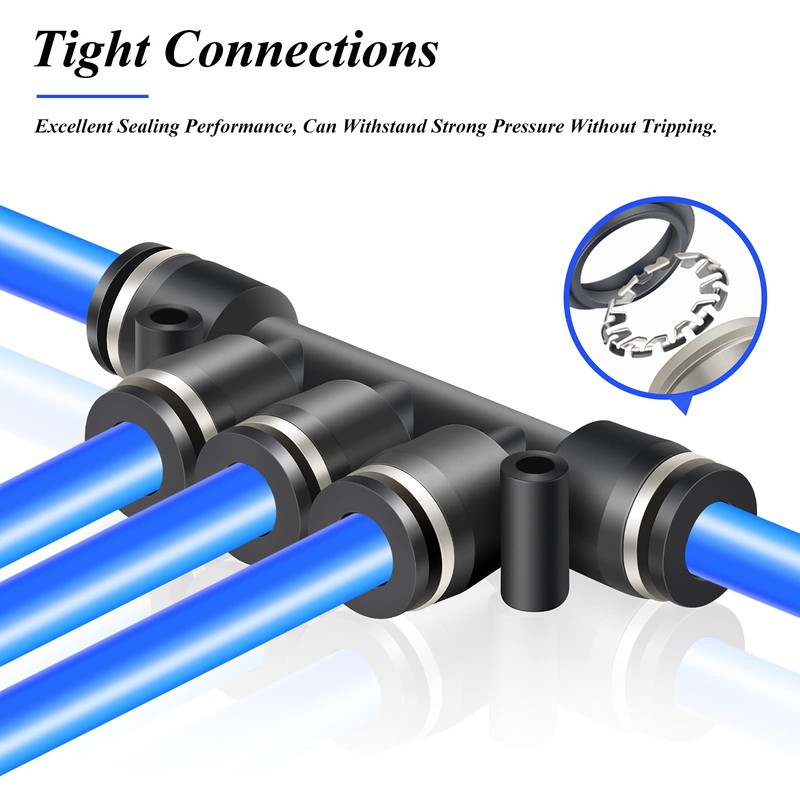 TAILONZ PNEUMATIC 3/8 Inch OD 5Pcs Straight Push Connectors Plastic