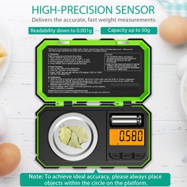 ORIA Digital Fine Scale, 50g/0.001g Milligram Scale, Mini Pocket Scales with 50g Calibration Weights & Tweezers, Tare Function, 6 Weight Units, for Kitchen, Experiments, Jewellery