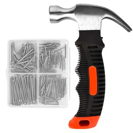 Hammer Set, 200 Pieces Wall Nails, Multifunctional Small Hammer, Claw Hammer with Non-Slip Handle, for Repair, DIY