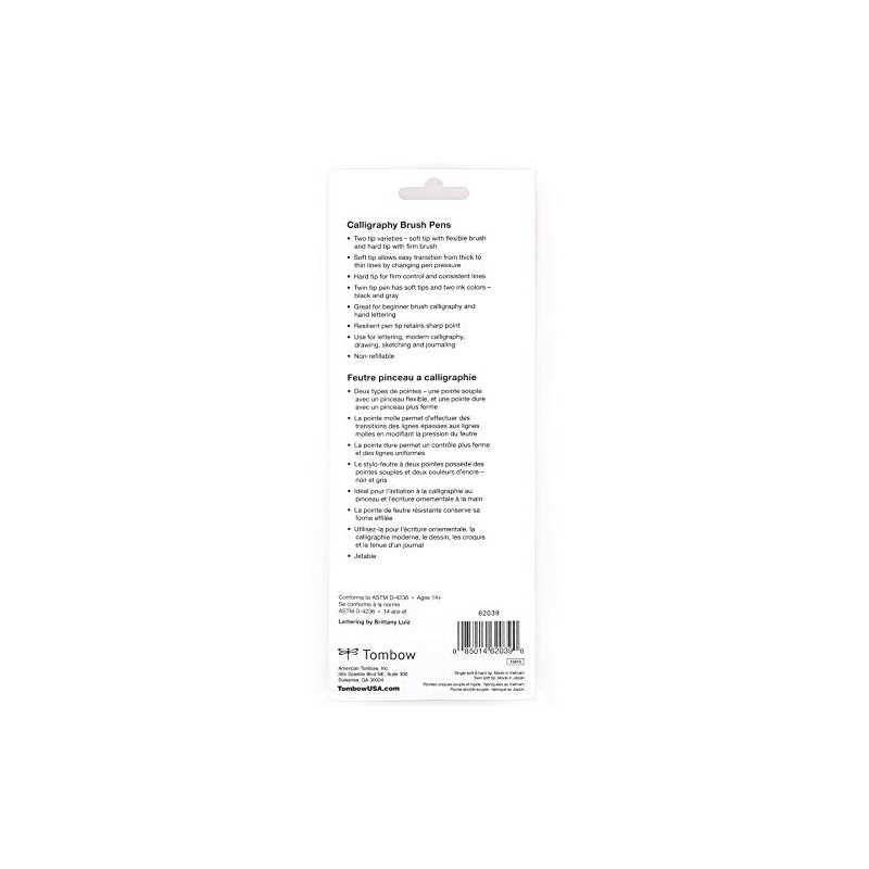 Tombow 62039 Fudenosuke Brush Pens, 3-Pack. Soft, Hard, and Twin
