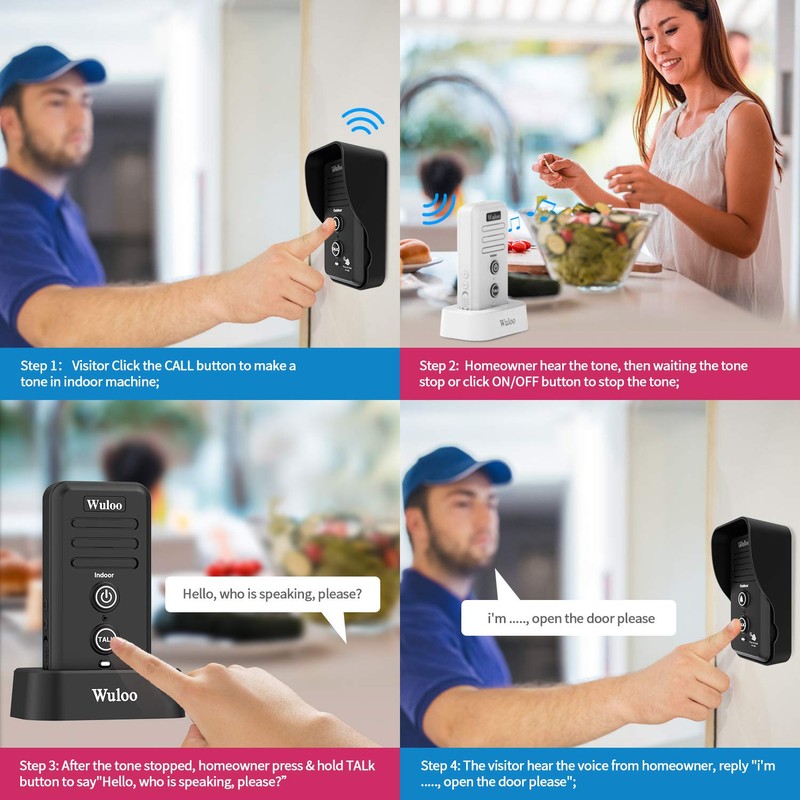 Wuloo Wireless Intercom Doorbells for Home Classroom, Intercomunicador Waterproof Electronic