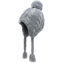 Otoyzy Winter Peruvian Hat Earflap Fleece Lined Pompon Knit Hat Beanie for 3-10T Baby Girls