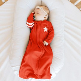 Babysoy Unisex Long Sleeve Baby & Toddler Sleep Sack - Infant Wearable Blanket, Sleeping Bag for Babies, Breathable Baby Sleeper - Newborn Baby Essentials - Cotton Blend - 6-12 Months - Red