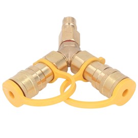 Gonetre Gas y Splitter Natural Gas Quick Connection Adapter Durable Brass Two Way Gas Splitter for Grill Generators Patio Heaters Pizza Ovens 3/8 Inch