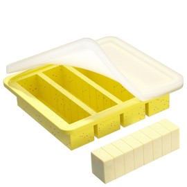 KASHME 1 Pc Butter Mold With Stainless Steel Frame, Butter Mold For Homemade Butter, Nonstick Silicone Butter Stick Molds With Lid, Fits 4 Oz Standard Butter Stick Size(Yellow)