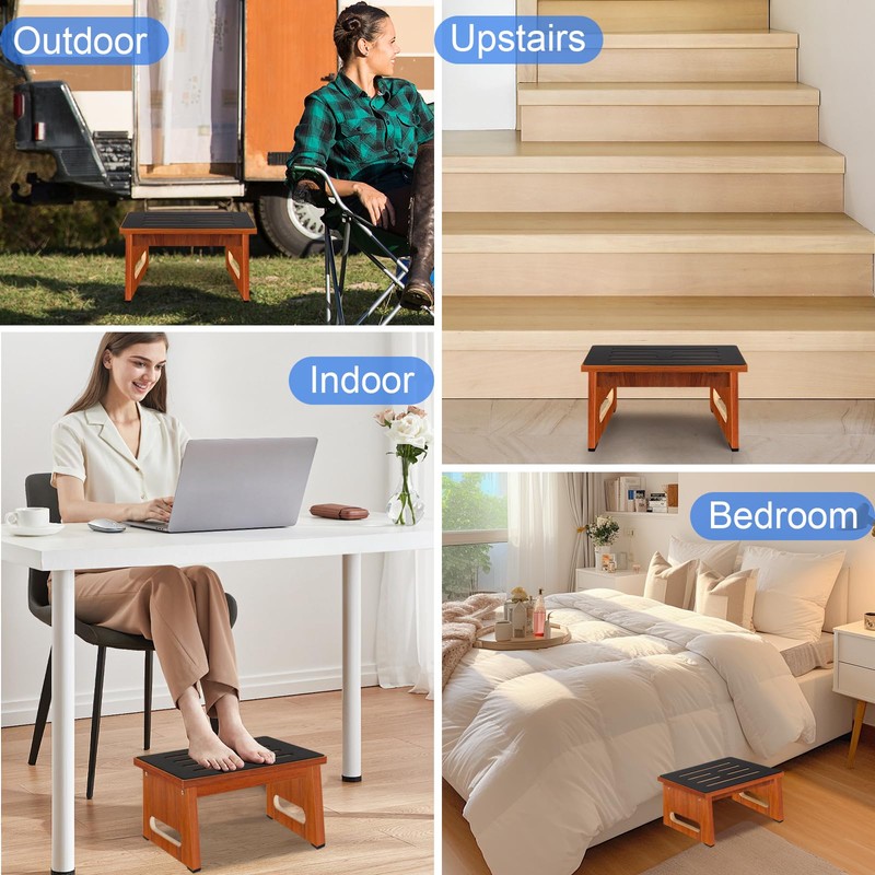 One Step Stool for Adults Seniors with Non-Slip Rubber Stepping