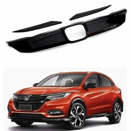Karmoxs Front Grill Bumper Grille Trim for Honda HR-V HRV 2019 2020 2021 Glossy Black 3PCS (Glossy Black)