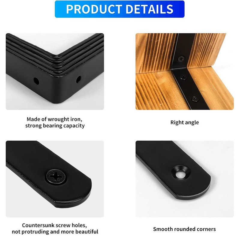 Mardili 8 Pcs Shelf Bracket,5 Inch Black Floating Shelf Bracket