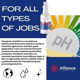 Phosphoric Acid 85% - 1 Quart Bottle (32 fl oz.) - Technical Grade - Perfect for Laboratory Experiments, Metal Cleaning, and Rust Removal