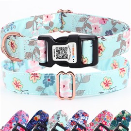 Cute Dog Collar with QR Code Buckle - Adjustable Metal Clip & Cotton Webbing, Comfort Fit for Small/Medium/Large Pets (White, S)