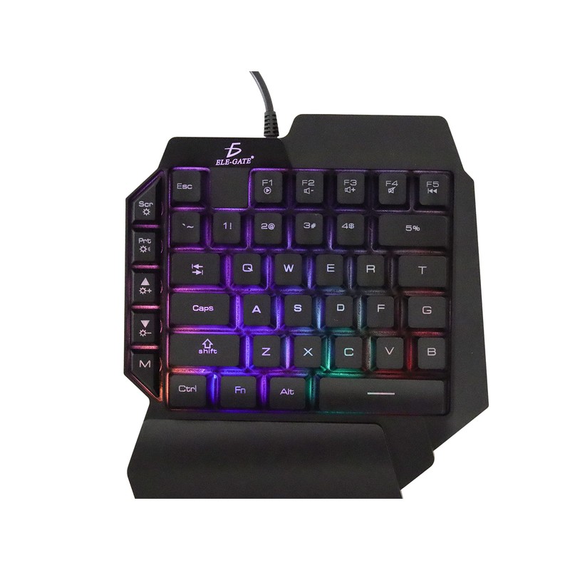 ELE GATE Teclado De Una Mano Gamer Luz RGB USB