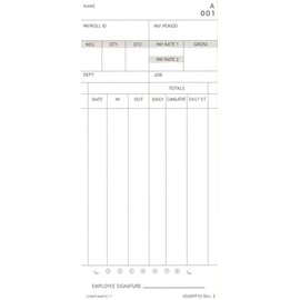 (100) Nile 4500PP Time Cards, 4500PP10 Compatible by COMPUMATIC