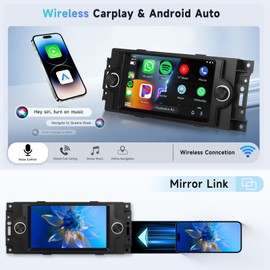 2+64G Car Radio Stereo for Dodge Ram 1500/2500/3500 (06-08),Dodge Durango (05-2008),Chrysler 300 Touring/300C/300M (05-07),Jeep Grand Cherokee (05-09) WiFi Wireless Carplay Android Auto,6.2“