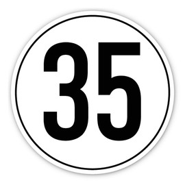 Sticker: Diameter 200 mm, 1 Piece – StVO – Speed – 35 km/h – e.g. for Construction Machines and Trailers