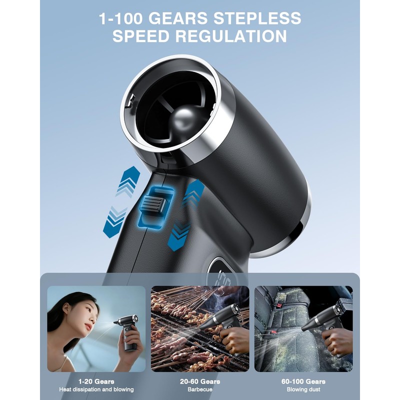 Electric Compressed Air Duster Cordless: 60 MPH High Wind Speed