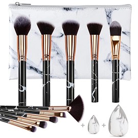 HEYMKGO Pinceles de Maquillaje Profesional de Mármol Juego de Brochas de Maquillaje, Suave y Sin Olor Cerdas Sintéticas Naturales,10Pincel de...      