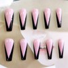 SINLOV 24 Pieces False Coffin Nails, Shiny Gradient Press on