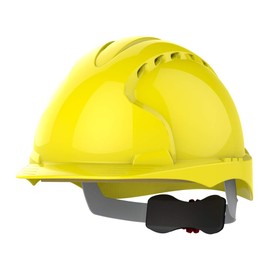JSP EVO3 HDPE Safety Helmet for Construction/Building with Revolution Wheel Ratchet Yellow Vented (AJF170-000-200)