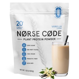 NØRSE CØDE Vanilla Plant-Based Protein | Delicious & Smooth 20g Complete Vegan Protein Blend – Prebiotic Fiber, Gentle on Stomach, Zero Sugar, Keto Friendly (1.39 lb)