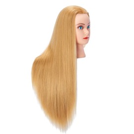 Hairlink 26-28'' Mannequin Head Synthetic Fiber Hair Styling Training Head Dolls for Cosmetology Manikin Maniquins Practice Head with Stand (6611W2720)
