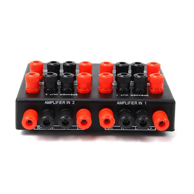 Mini 2-IN-4-OUT Stereo Audio Selector Amplifier Switcher Box Speaker Splitter