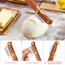 DOITOOL Bread Lame Tool - Stainless Steel Bread Lame Dough Scoring Tool - 1 Set Bread Scoring Tool with Blades - Sourdough Scoring Tool Bread Lame Knife - Easy to Lame Bread