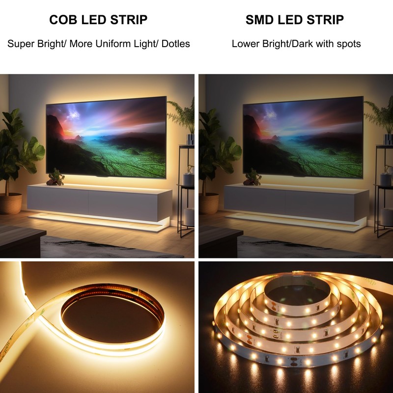 AXMOTUT COB LED Strip Lights with RF Remote, 24V 32.8ft