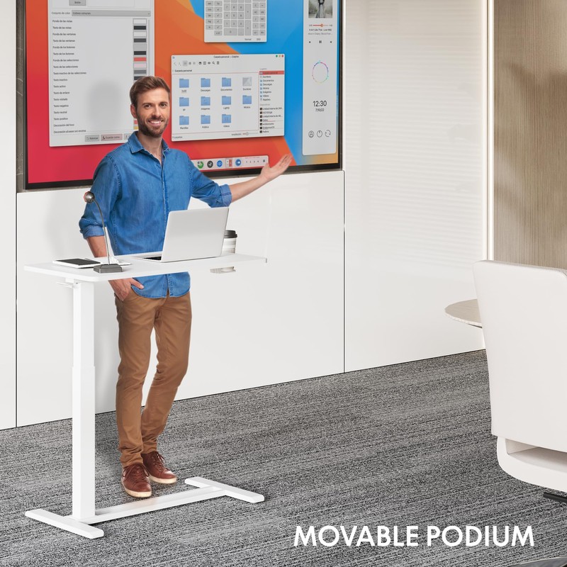 FLEXISPOT H7 Adjustable Overbed Bedside Table with Wheels Pneumatic Mobile